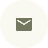 Envelope icon representing email inside a beige circular background.