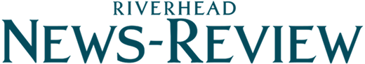 Riverhead News-Review wordmark logo in teal font against white background.